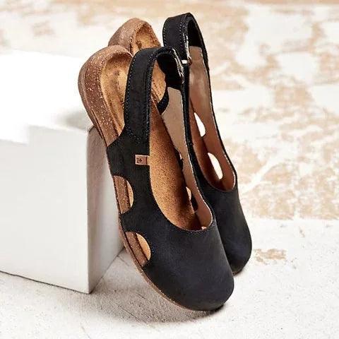 Women's Strappy Ballerinas | Women's Closed-Toe Sandals | Comfortable Blue Women's Summer Shoes