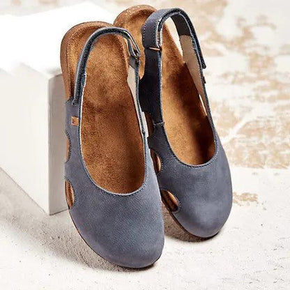 Women's Strappy Ballerinas | Women's Closed-Toe Sandals | Comfortable Blue Women's Summer Shoes