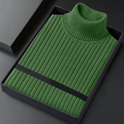 Men's Ribbed High-Neck Knit Sweater | Classic Warm Cosy Casual Everyday Pullover | Smart Casual Everyday Autumn Winter Knitwear