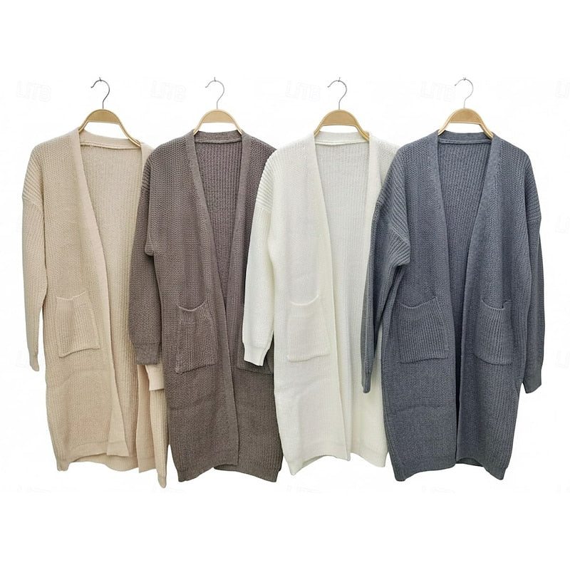 Women's Longline Open-Front Knit Cardigan | Cosy Oversized Casual Everyday Cardigan | Smart Casual Everyday Autumn Winter Knitwear