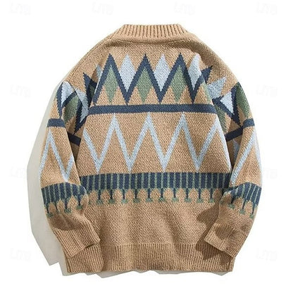 Men's Patterned Button-Up Knit Cardigan | Classic Pattern Casual Everyday Cosy Cardigan | Smart Casual Everyday Autumn Winter Knitwear