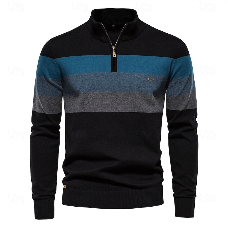 Men's Quarter-Zip Knit Sweater | Soft Classic Casual Everyday Cosy Pullover | Smart Casual Everyday Autumn Winter Knitwear