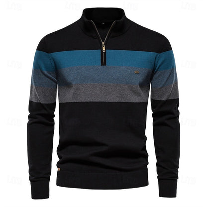 Men's Quarter-Zip Knit Sweater | Soft Classic Casual Everyday Cosy Pullover | Smart Casual Everyday Autumn Winter Knitwear