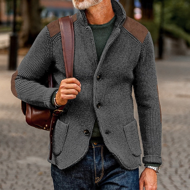 Men's Textured Knit Open-Front Cardigan | Classic Cosy Casual Everyday Cardigan | Smart Casual Everyday Autumn Winter Knitwear