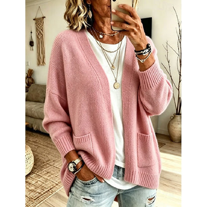 Women's Relaxed Open-Front Knit Cardigan | Cosy Casual Everyday Layering Cardigan | Smart Casual Everyday Autumn Winter Knitwear