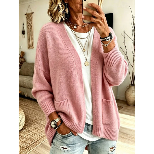 Women's Relaxed Open-Front Knit Cardigan | Cosy Casual Everyday Layering Cardigan | Smart Casual Everyday Autumn Winter Knitwear