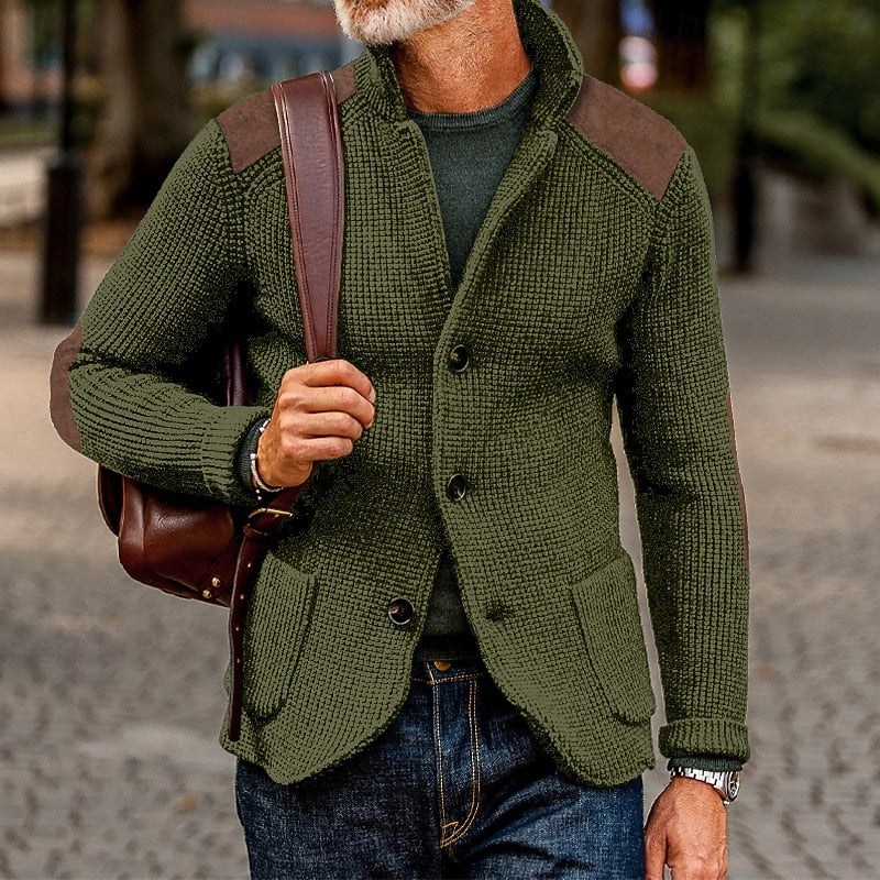 Men's Textured Knit Open-Front Cardigan | Classic Cosy Casual Everyday Cardigan | Smart Casual Everyday Autumn Winter Knitwear