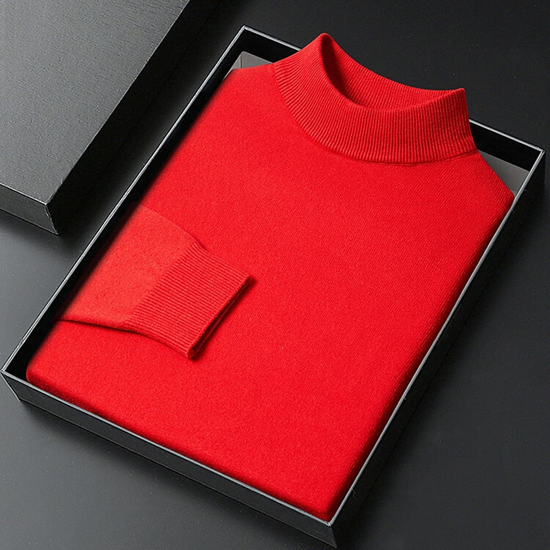 Men's Refined Mock-Neck Knit Sweater | Classic Cosy Casual Everyday Pullover | Smart Casual Office Everyday Autumn Winter Knitwear