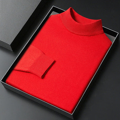 Men's Refined Mock-Neck Knit Sweater | Classic Cosy Casual Everyday Pullover | Smart Casual Office Everyday Autumn Winter Knitwear