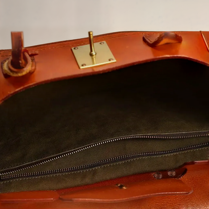 Reisetasche für Damen aus Canvas und Leder | Große strukturierte Tasche in Elfenbein und Tan mit Tragegriffen | Lässige Reise- und Urlaubstasche