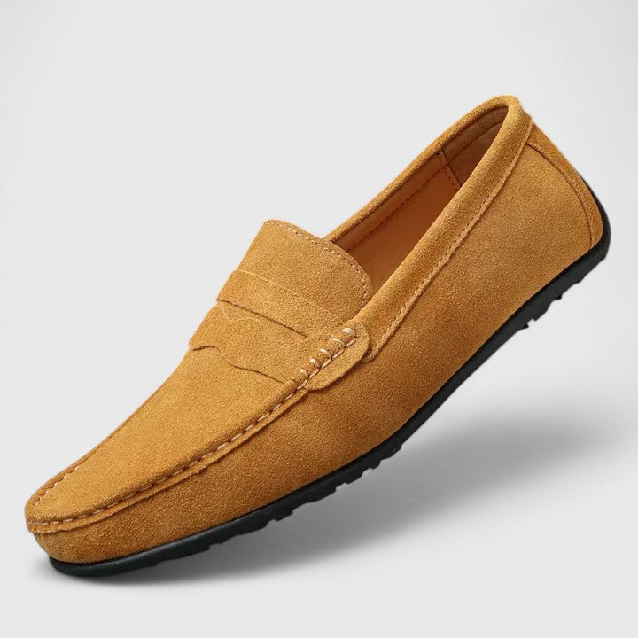 Men's Suede Penny Slip-On Loafers | Classic Blue Casual Comfortable Everyday Loafers | Smart Casual Office Everyday Shoes