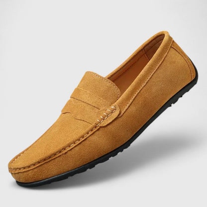 Men's Suede Penny Slip-On Loafers | Classic Blue Casual Comfortable Everyday Loafers | Smart Casual Office Everyday Shoes