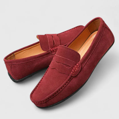 Men's Suede Penny Slip-On Loafers | Classic Blue Casual Comfortable Everyday Loafers | Smart Casual Office Everyday Shoes