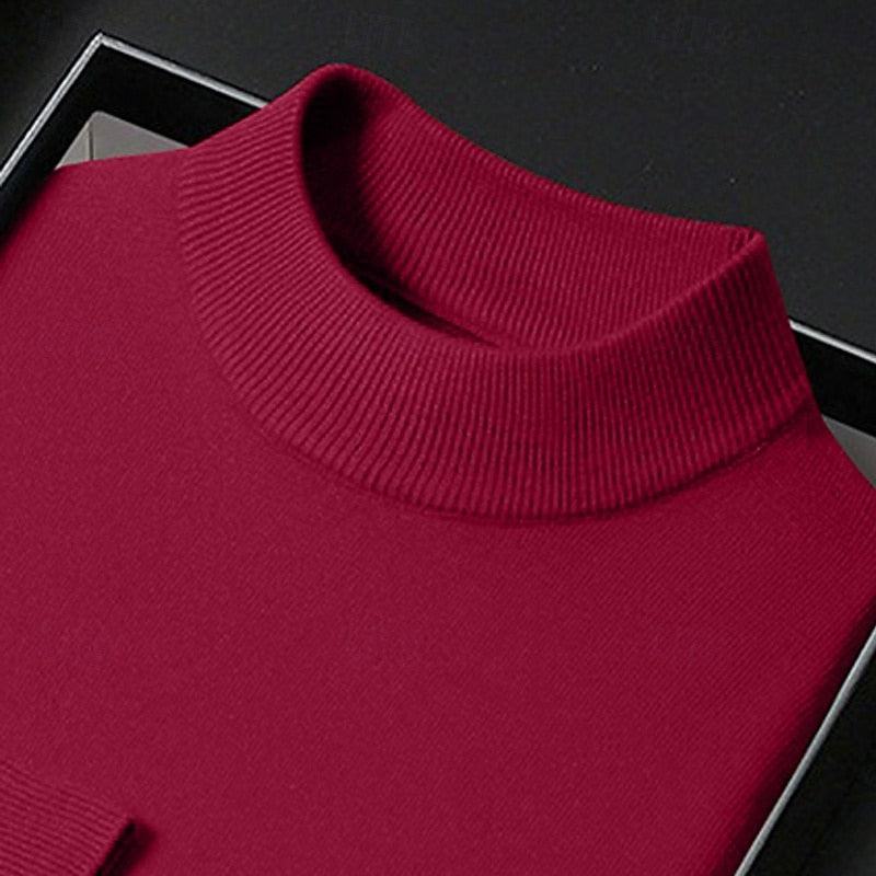 Men's Refined Mock-Neck Knit Sweater | Classic Cosy Casual Everyday Pullover | Smart Casual Office Everyday Autumn Winter Knitwear