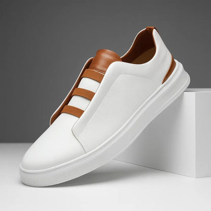 Men's Easy Slip-On Leather Sneakers | Casual Comfortable Everyday Shoes | Smart Casual Everyday Casual Shoes