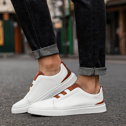 Men's Easy Slip-On Leather Sneakers | Casual Comfortable Everyday Shoes | Smart Casual Everyday Casual Shoes
