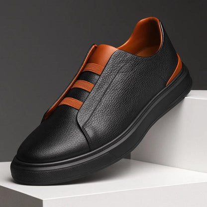 Men's Easy Slip-On Leather Sneakers | Casual Comfortable Everyday Shoes | Smart Casual Everyday Casual Shoes