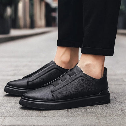 Men's Easy Slip-On Leather Sneakers | Casual Comfortable Everyday Shoes | Smart Casual Everyday Casual Shoes