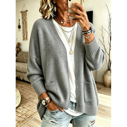 Women's Relaxed Open-Front Knit Cardigan | Cosy Casual Everyday Layering Cardigan | Smart Casual Everyday Autumn Winter Knitwear