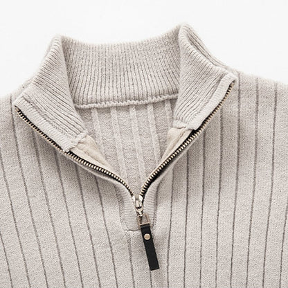 Men's Ribbed Quarter-Zip Knit Sweater | Classic Cosy Casual Everyday Zip Pullover | Smart Casual Everyday Autumn Winter Knitwear