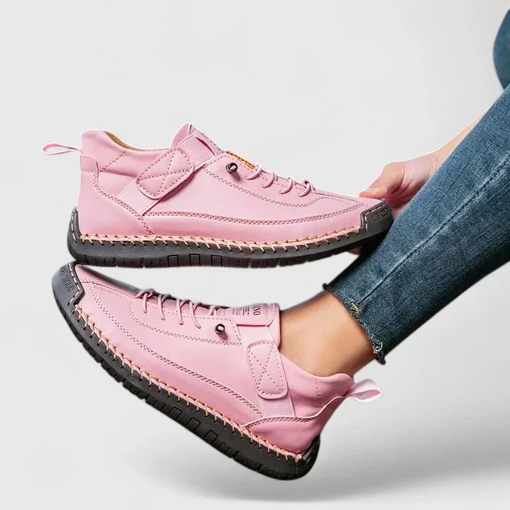 Women's Leather Lace-Up Comfort Shoes | Supportive Cushioned Casual Everyday Walking Shoes | Everyday Comfortable Casual Shoes