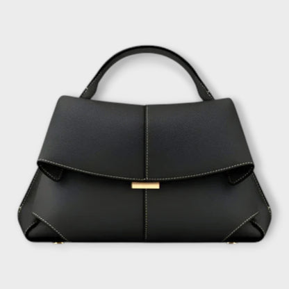 Women's Structured Leather Top-Handle Handbag | Taupe Smart Casual Gold Clasp Everyday Bag | Smart Casual Going Out Everyday Bag