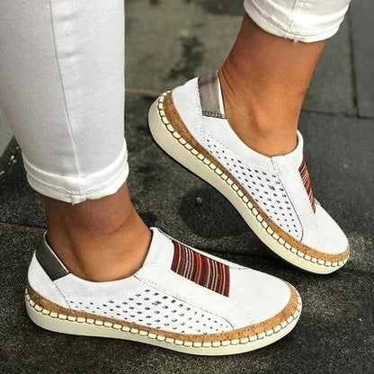 Damen-Slip-On-Wanderschuhe mit Perforation | Atmungsaktive, lässige, bequeme flache Alltagsschuhe | Bequeme lässige Alltagsschuhe zum Gehen