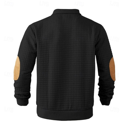 Men's Textured Stand-Collar Knit Pullover | Classic Cosy Casual Everyday Sweater | Smart Casual Everyday Autumn Winter Knitwear
