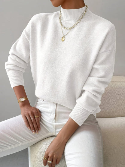 Weicher Strickpullover mit kurzem Stehkragen für Damen | Klassischer kuscheliger mintgrüner Pullover für jeden Tag im Casual-Stil | Elegant-lässige Strickmode für Herbst und Winter