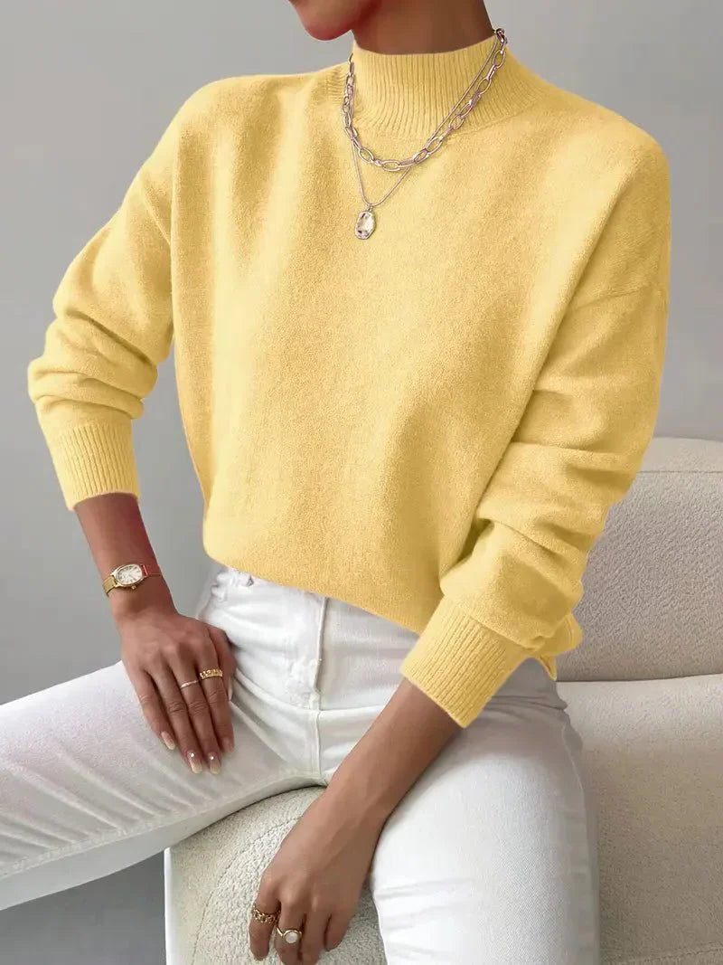 Weicher Strickpullover mit kurzem Stehkragen für Damen | Klassischer kuscheliger mintgrüner Pullover für jeden Tag im Casual-Stil | Elegant-lässige Strickmode für Herbst und Winter