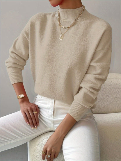 Weicher Strickpullover mit kurzem Stehkragen für Damen | Klassischer kuscheliger mintgrüner Pullover für jeden Tag im Casual-Stil | Elegant-lässige Strickmode für Herbst und Winter