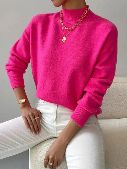 Weicher Strickpullover mit kurzem Stehkragen für Damen | Klassischer kuscheliger mintgrüner Pullover für jeden Tag im Casual-Stil | Elegant-lässige Strickmode für Herbst und Winter