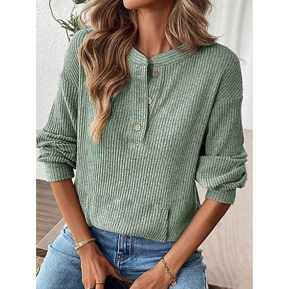 Women's Relaxed Henley Long-Sleeve Top | Soft Casual Everyday Comfortable Top | Smart Casual Everyday Everyday Top