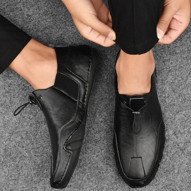 Herren-Loafer aus Wildleder zum Hineinschlüpfen mit Kordelzug und Stopper | Handgefertigte, lässige und bequeme flache Schuhe für jeden Tag | Smart-Casual-Sommerschuhe für jeden Tag