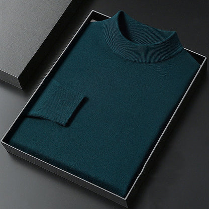 Men's Refined Mock-Neck Knit Sweater | Classic Cosy Casual Everyday Pullover | Smart Casual Office Everyday Autumn Winter Knitwear