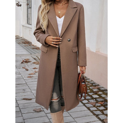 Women's Longline Tailored Notch-Lapel Coat | Classic Grey Smart Casual Winter Coat | Smart Casual Formal Everyday Autumn Winter Outerwear