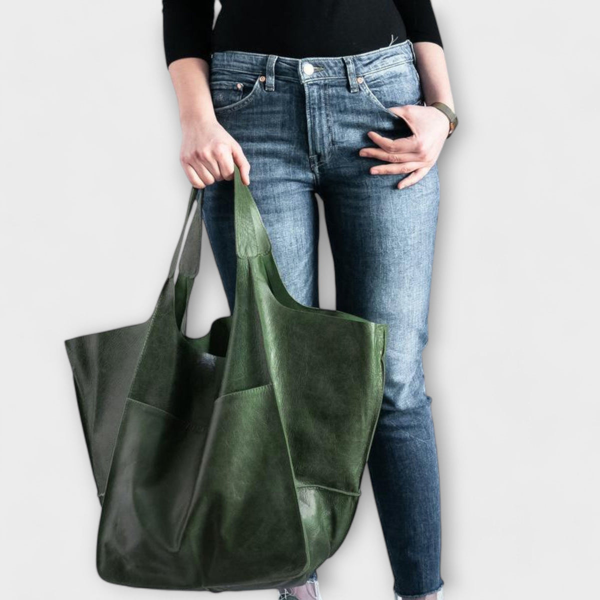Damen-Shopper aus Leder in Übergröße für Wochenendreisen | Große dunkelbraune lässige Alltagstasche für Reisen | Lässige Schultertasche für Reisen und Urlaub