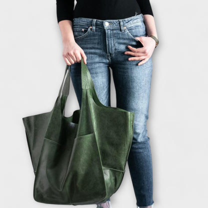 Damen-Shopper aus Leder in Übergröße für Wochenendreisen | Große dunkelbraune lässige Alltagstasche für Reisen | Lässige Schultertasche für Reisen und Urlaub