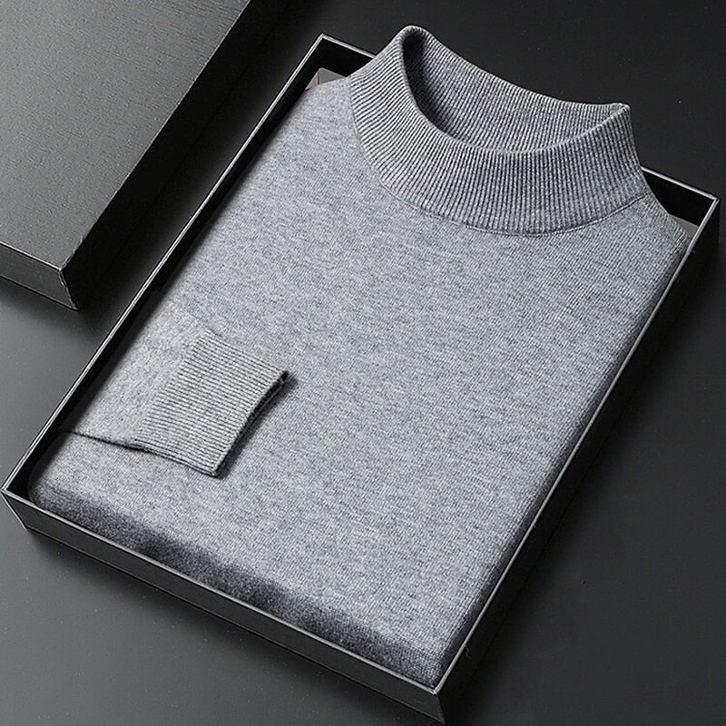 Men's Refined Mock-Neck Knit Sweater | Classic Cosy Casual Everyday Pullover | Smart Casual Office Everyday Autumn Winter Knitwear