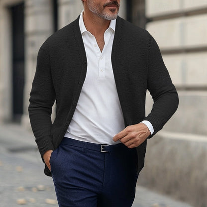 Men's Refined V-Neck Button Cardigan | Soft Classic Casual Everyday Cosy Cardigan | Smart Casual Office Everyday Autumn Winter Knitwear