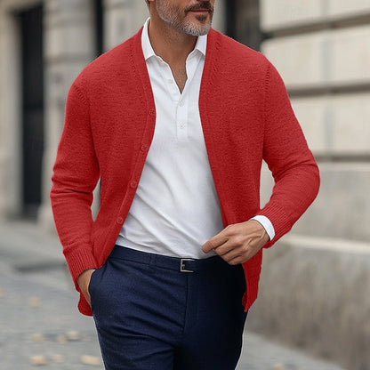 Men's Refined V-Neck Button Cardigan | Soft Classic Casual Everyday Cosy Cardigan | Smart Casual Office Everyday Autumn Winter Knitwear