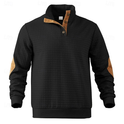Men's Textured Stand-Collar Knit Pullover | Classic Cosy Casual Everyday Sweater | Smart Casual Everyday Autumn Winter Knitwear