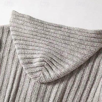 Men's Cable-Knit Hooded Button Cardigan | Classic Cosy Casual Everyday Hooded Cardigan | Smart Casual Everyday Autumn Winter Knitwear