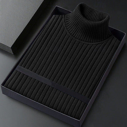 Men's Ribbed High-Neck Knit Sweater | Classic Warm Cosy Casual Everyday Pullover | Smart Casual Everyday Autumn Winter Knitwear