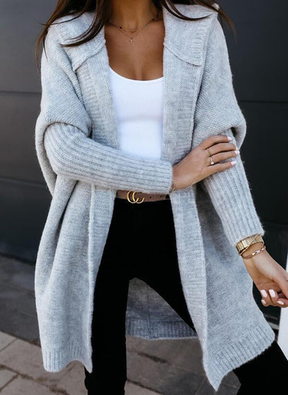 Women's Oversized Cardigan – Boxy Knit Jacket with Hood