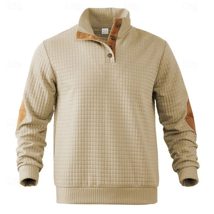 Men's Textured Stand-Collar Knit Pullover | Classic Cosy Casual Everyday Sweater | Smart Casual Everyday Autumn Winter Knitwear