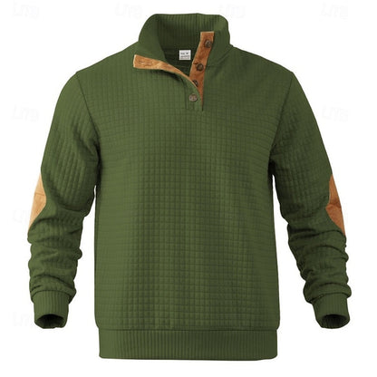 Men's Textured Stand-Collar Knit Pullover | Classic Cosy Casual Everyday Sweater | Smart Casual Everyday Autumn Winter Knitwear