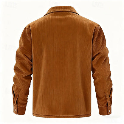 Men's Sherpa-Lined Corduroy Shacket | Warm Fleece-Lined Button-Front Casual Overshirt Jacket | Smart Casual Everyday Autumn Winter Outerwear