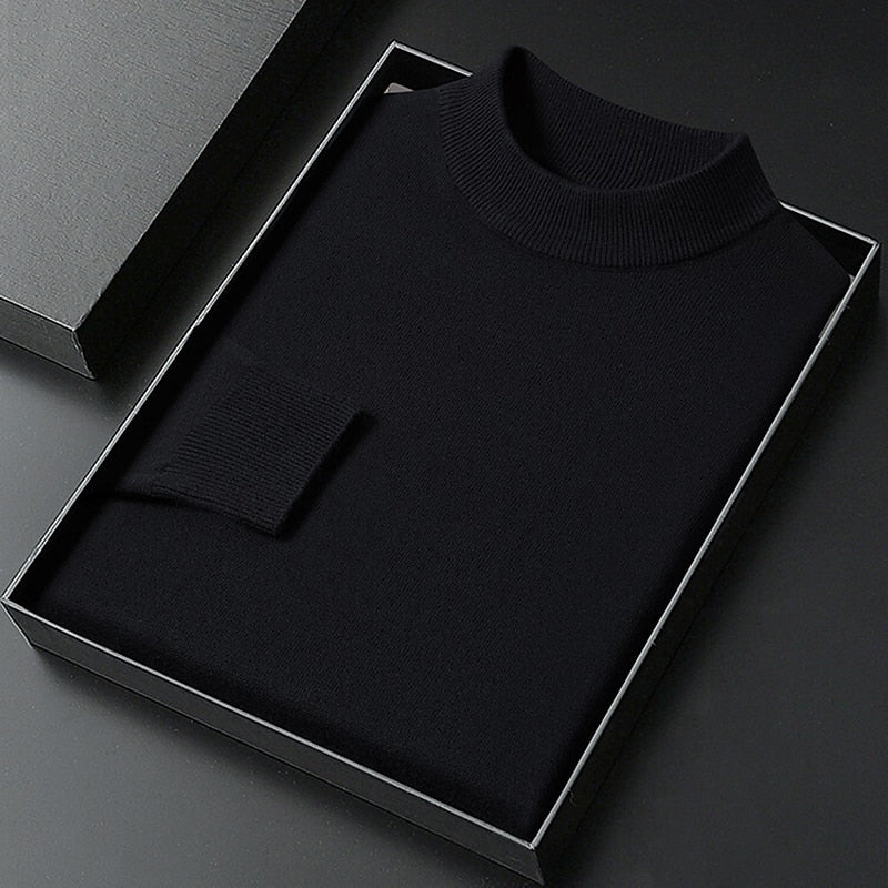 Men's Refined Mock-Neck Knit Sweater | Classic Cosy Casual Everyday Pullover | Smart Casual Office Everyday Autumn Winter Knitwear