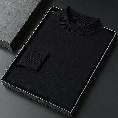 Men's Refined Mock-Neck Knit Sweater | Classic Cosy Casual Everyday Pullover | Smart Casual Office Everyday Autumn Winter Knitwear